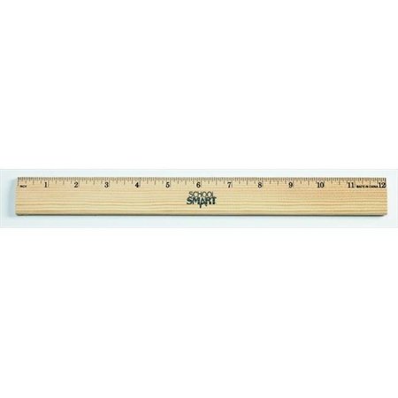SCHOOL SMART School Smart 081891 Single Beveled Metal Edge Wood Office And Desk Ruler;12 In. Clear Lacquer 81891